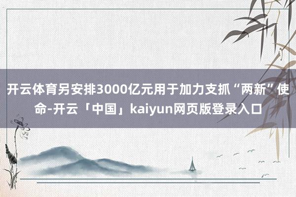 开云体育另安排3000亿元用于加力支抓“两新”使命-开云「中国」kaiyun网页版登录入口